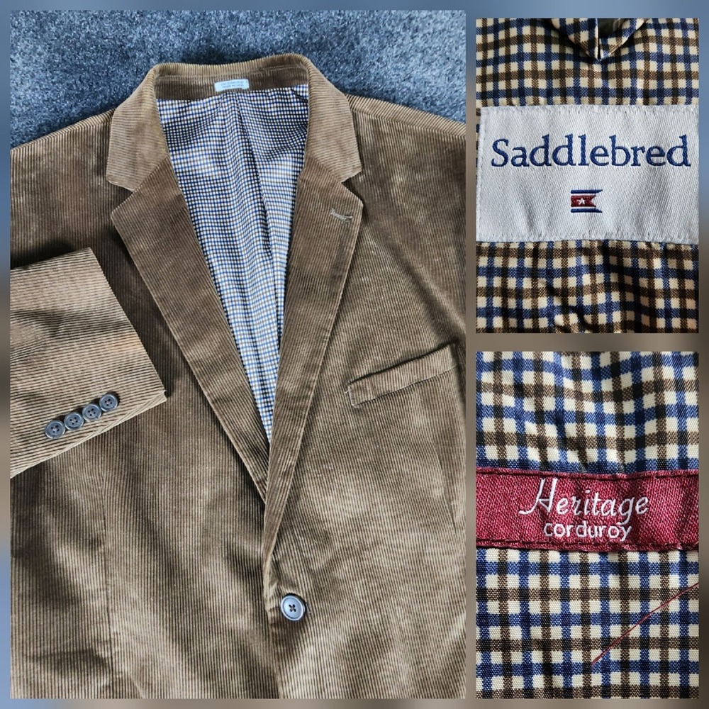 Saddlebred Heritage Corduroy Blazer Brown Men's 50L‎ Jacket Sport Coat Casual
